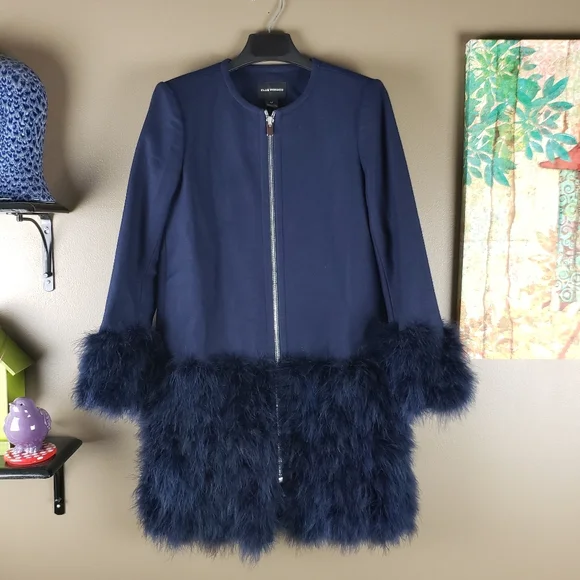 Club Monaco wool blend feather coat small